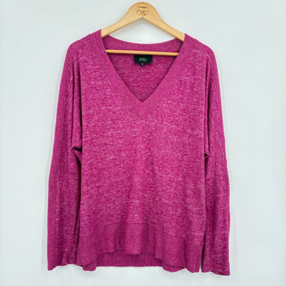 Anthropologie COA Brushed Fleece Sweater in Pink, Size Small, Oversized Soft